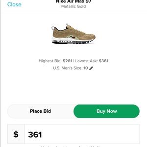nike air max 97 metallic gold